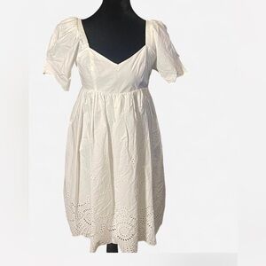 Adrianna Papell Ivory Puff Sleeve Midi Dress